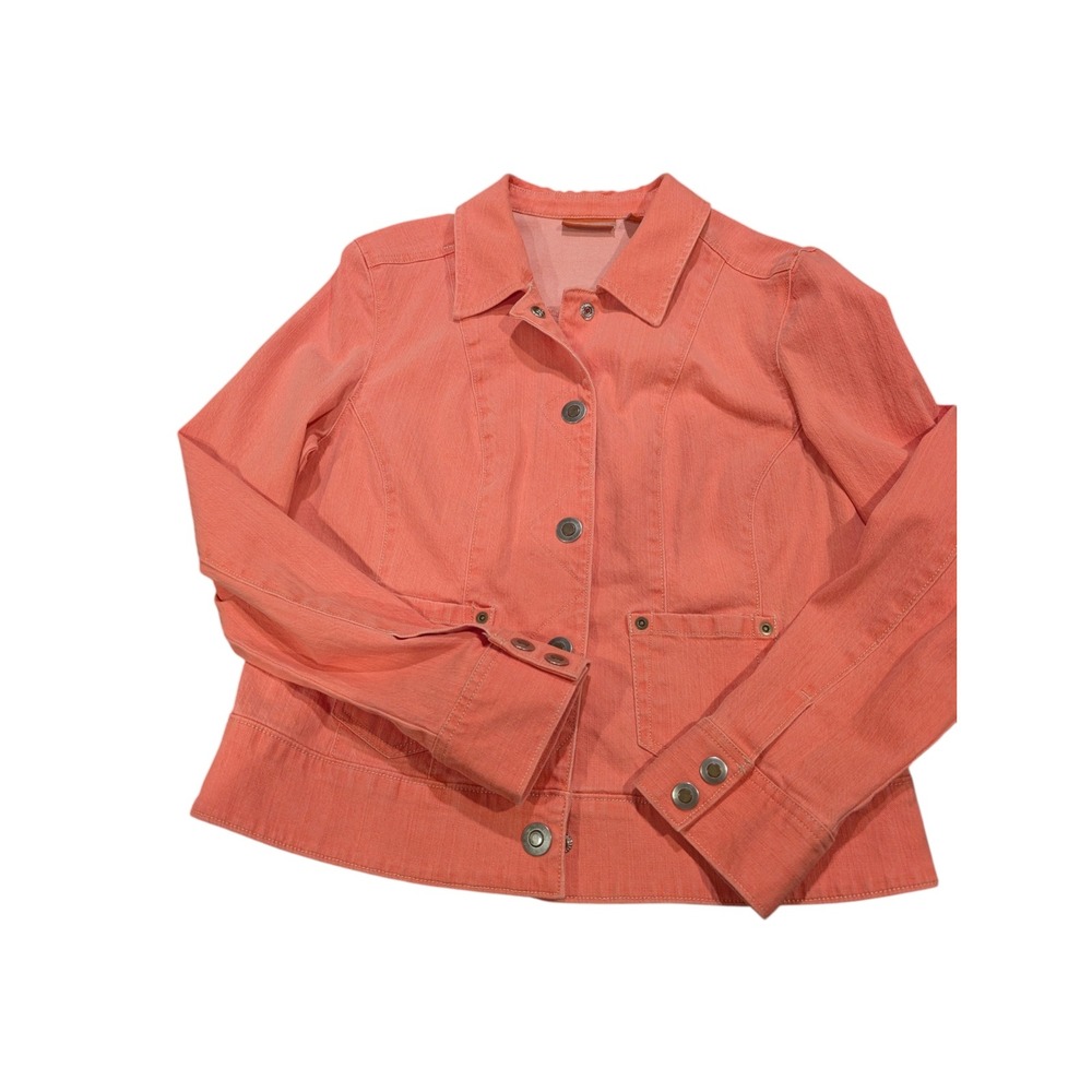 Nordstrom Denim Jacket Women Salmon Pink Button Front Jean Jacket Cotton
